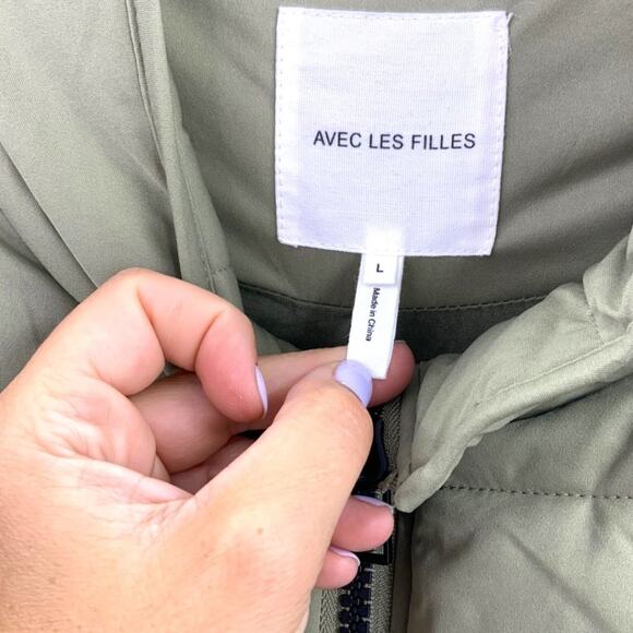 Avec Les Filles Green Square Quilted Full Zip Jacket Size Large NWOT - Picture 3 of 8